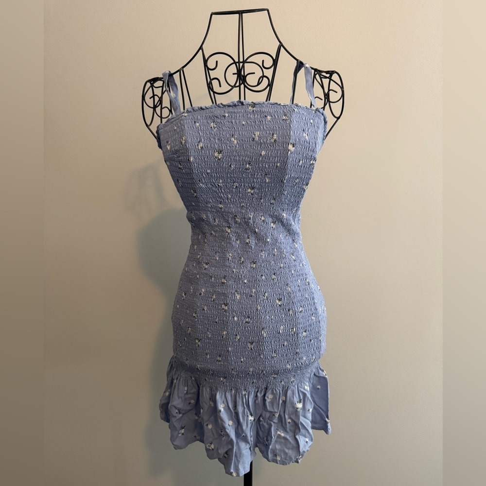 Hollister Light Blue Smocked Mini Dress